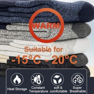 Josnown Thermosocken für Herren – warm, atmungsaktiv, perfekt für Outdoor und Alltag. Verfügbar in EU 39-45.