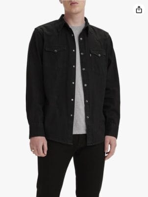 Levi's Herren Barstow Western Shirt: Lässiger Schnitt, doppelte Brusttaschen, stilvolles Marble Black Denim.