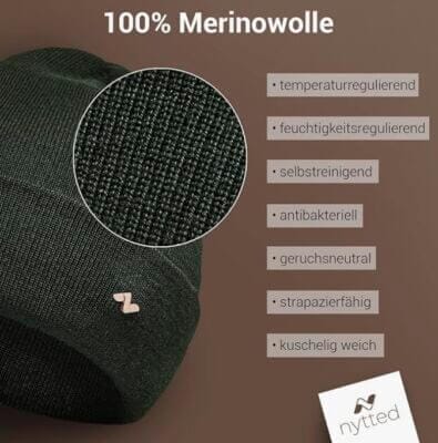 NYTTED® Merino Mütze für Damen und Herren: Warme, weiche Merinowolle, made in Germany.