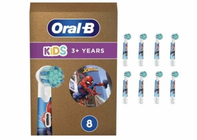 Oral-B Kids Spiderman Aufsteckbürsten für elektrische Zahnbürste, extra weiche Borsten, für Kinder ab 3 Jahren, briefkastenfähige Verpackung, 8 Stück