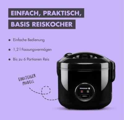 Kochen Sie perfekten Reis und dampfgaren Sie Gemüse gleichzeitig mit dem Reishunger Reiskocher und Dampfgarer.