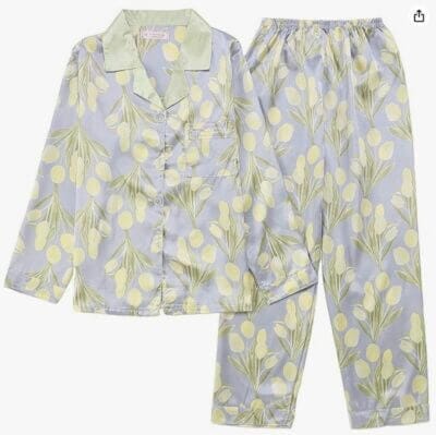 Hochwertiges Satin Pyjama Set, atmungsaktiv und hautfreundlich, perfekt für jede Jahreszeit.