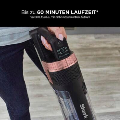 Shark Stratos Akku-Staubsauger: 60 Min Laufzeit, CleanSense IQ, für alle Oberflächen, Roségold/Anthrazit.