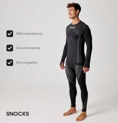 Snocks Thermoset für Herren: Atmungsaktiv, wärmeisolierend, schnell trocknend, ideal für Wintersport und täglichen Gebrauch.