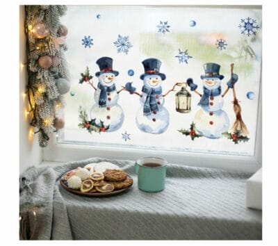 TINDIN Weihnachtsdeko Fensterbilder Schneemann Fensterbild