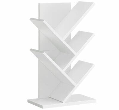 VASAGLE Bücherregal in Baumform - Ideal für kleine Räume, 5 Ebenen, robust und sicher, wolkenweiß.