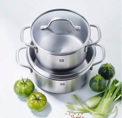 ZWILLING Flow Kochtopf-Set: 5-teilig, Edelstahl, induktionsgeeignet, gleichmäßige Wärmeverteilung, inklusive vier Deckel.