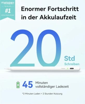 Erlebe die Präzision des metapen Air8, einem leichten iPad Stift mit 20H Akkulaufzeit.