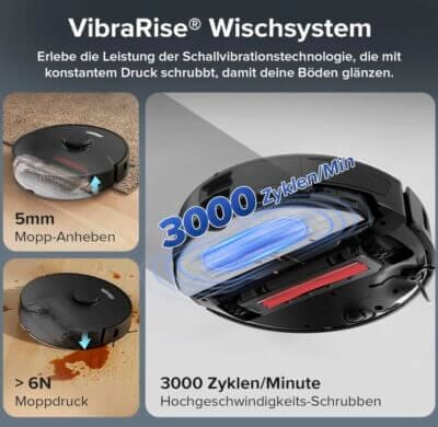 Erlebe ultimative Sauberkeit mit dem Roborock S7 Max Ultra: 5500 Pa Saugleistung und selbstreinigende Technologie.