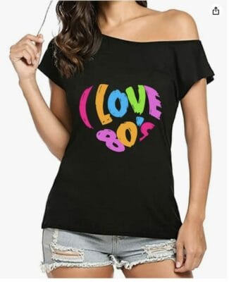 80er Jahre Damen T-Shirt I Love 80's Print bunt 