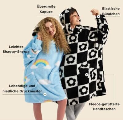 Entdecke ultimativen Komfort: BEDSURE Hoodie Decke für Damen und Herren, ideal für kühle Tage.