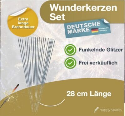 Happysparks® XXL Wunderkerzen, 28 cm: Ideal für Partys, Geburtstage und Hochzeiten, sicher und funkelnd.