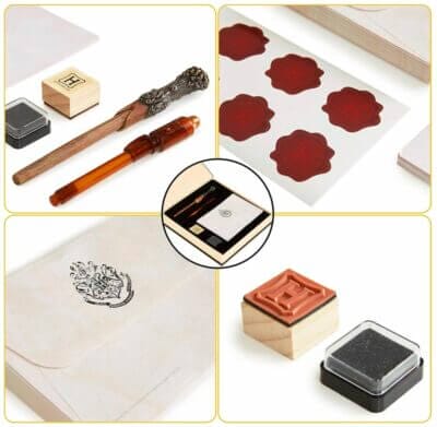 Harry Potter Briefpapier-Set – Magische Schreibwaren mit unsichtbarer Tinte, Siegeln und Kalligraphiestift.