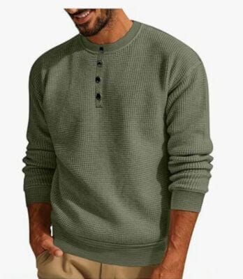 Herren Pullover mit Waffelstruktur grün