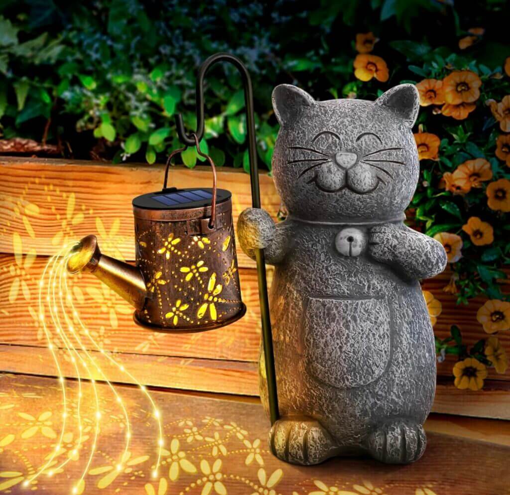 Hinshark LED Deko Katze Gartenstatue – 59% Rabatt