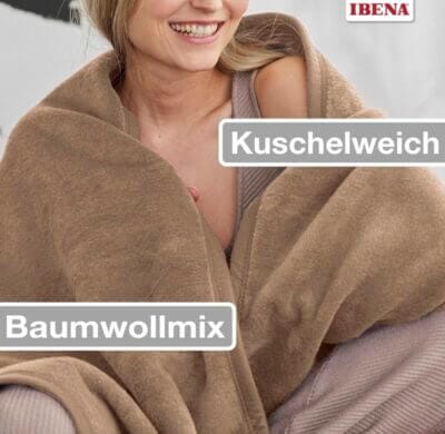 Genieße Gemütlichkeit mit der IBENA Porto Decke – maschinenwaschbar, trocknergeeignet und Ökotex zertifiziert.