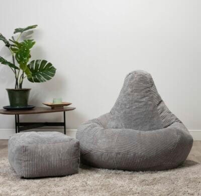 Icon Dalton Sitzsack – Bequemer Kordstoff-Sessel mit Hocker, hoher Rückenlehne und leichtem Design.