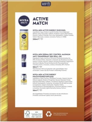 NIVEA MEN Active Match Geschenkset: Erfrischt müde Haut mit Duschgel, Gesichtscreme und Deo.