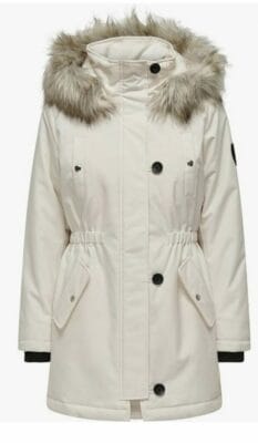 ONLY Damen Winterjacke Parka weiß mit Fellkragen
