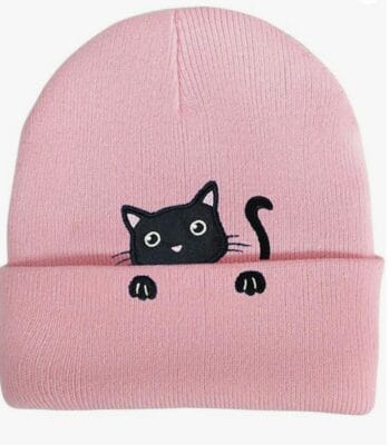 PINTUTU Beanie Mütze mit Katzen-Print