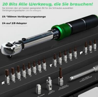 SS SHOVAN Drehmomentschlüssel-Set – Präzise 2-24 Nm, vielseitig, robust und ideal für Fahrradwartung.