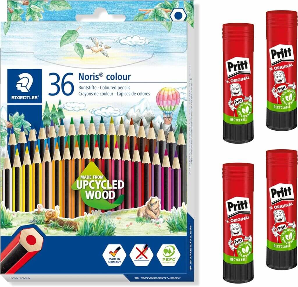 STAEDTLER Noris colour Buntstifte Set inklusive 4 Pritt Klebestifte – 40% Rabatt