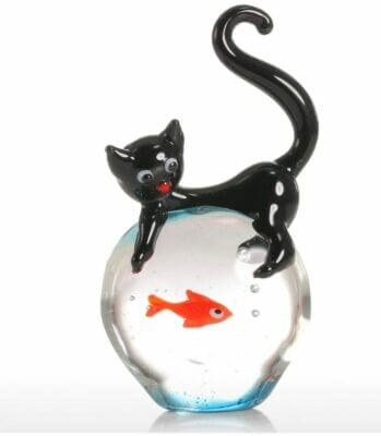 Tooarts Katze und Goldfisch Glasornament