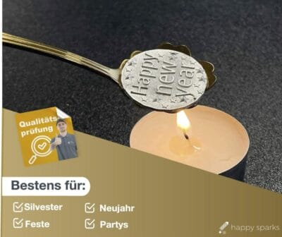 Happysparks® Zinngießen Set: Traditionelles Silvester-Orakel neu erleben, inkl. Löffel und Deutungsheft.