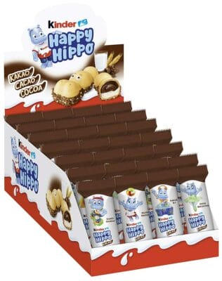 Kinder Happy Hippo Kakao Praktisch verpackt und immer frisch – 28 Einzelriegel für unterwegs oder zu Hause.