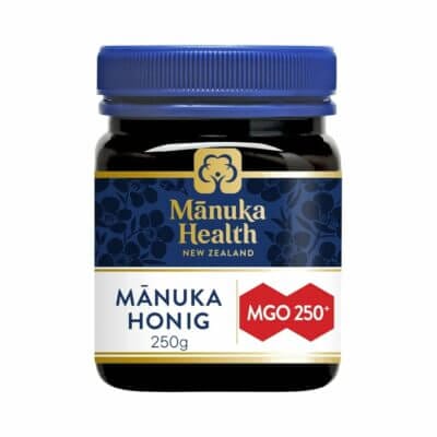 Hochwertiger Manuka Honig MGO 250+ aus Neuseeland – 100% natürlich und geprüft.
