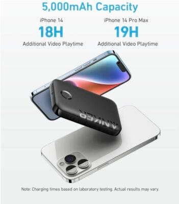 Anker 321 Magnetic Battery: 5.000 mAh für bis zu 19 Stunden Videowiedergabe. Kompatibel mit iPhone 15/14/13/12.