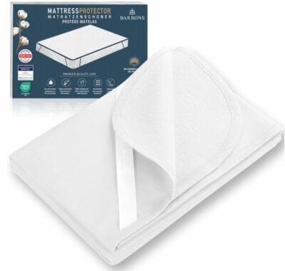 Wasserdichter BARBONS Matratzenschoner 90x200: schützt vor Flüssigkeiten, atmungsaktiv, OEKO-TEX zertifiziert, maschinenwaschbar.

