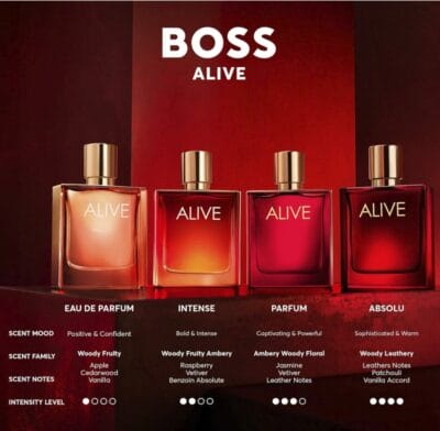 BOSS ALIVE Intense Eau de Parfum, 30 ml: Langlebig, Bernsteinholz-Duft, ideal für Reisen.