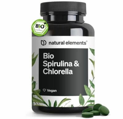 Nutzen Sie die Kraft von Bio-Algen für Ihre Gesundheit: Spirulina & Chlorella, 500 Tabletten, rein und bioverfügbar.