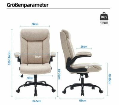 Bürostuhl Größenmaße und Parameter 