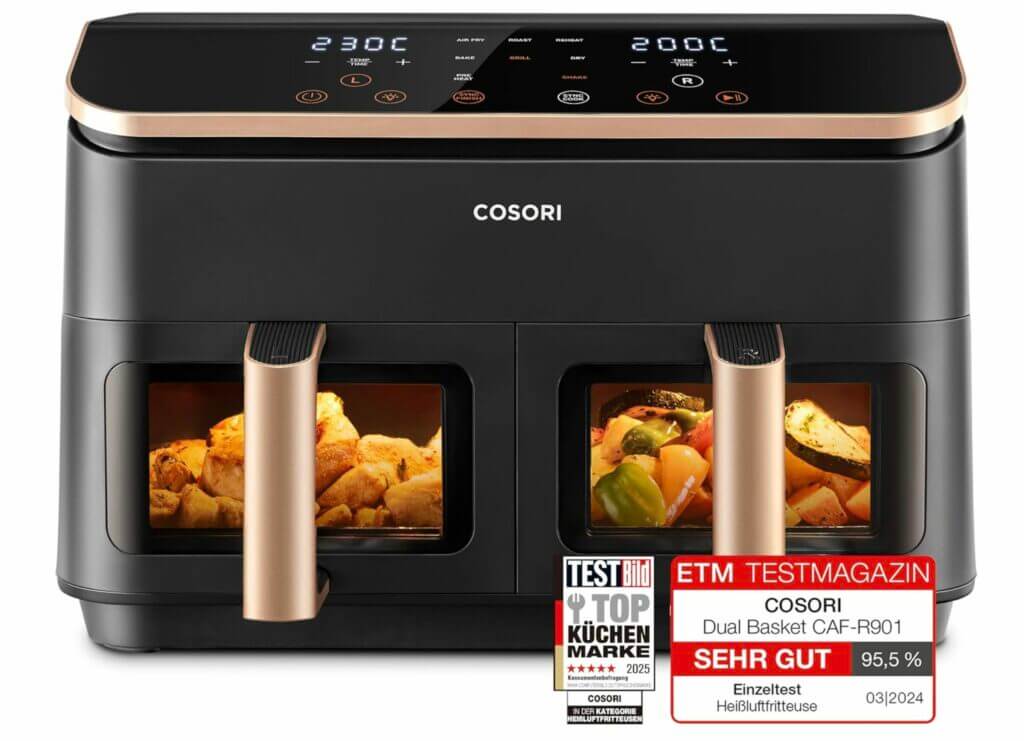 Cosori Heißluftfritteuse mit Dual-Zone-Technologie 8,5 L – 40% Rabatt
