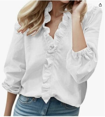 Damen Bluse mit Rüschen weiß 