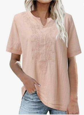 Damen Blusenshirt Leinenshirt hellrosa