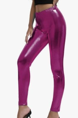 Damen Metallic Leggings pink