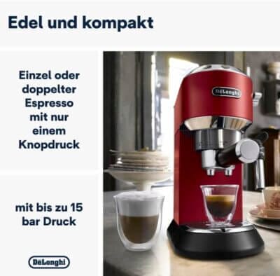 Genieße perfekten Espresso mit der De'Longhi EC 685.R: Thermoblock, 15-bar Druck, Milchschaumdüse.