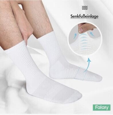 FALARY Sportsocken 6 Paar - 48% Rabatt 5 Komfortable FALARY Tennissocken: Verdickt an Ferse und Zehen, perfekt für Laufen und Trekking.