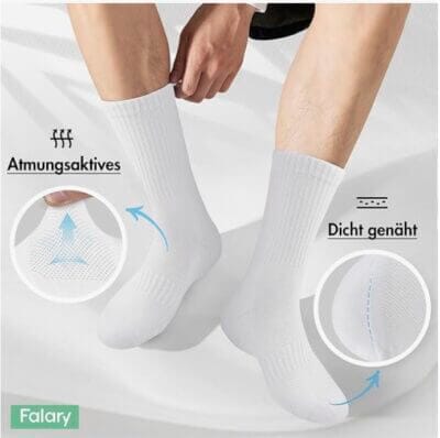 FALARY Sportsocken: Atmungsaktiv, gepolstert, aus Baumwolle – ideal für Sport und Alltag in drei Farben.