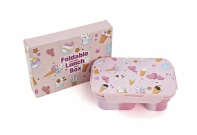 Faltbare Kinder Lunchbox in Rosa, 1000ml, ideal für gesunde Mahlzeiten; tolles Geschenk für Kinder.