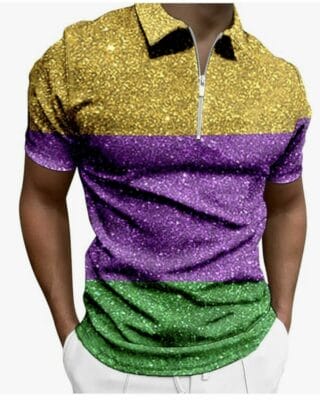 Glitzer Pailletten Poloshirt Herren bunt