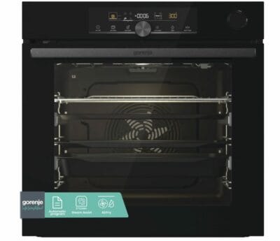 Vielseitiger Gorenje OptiBake Backofen: 77 Liter, Bratenthermometer, Pyrolyse, energieeffizient. Kochen auf höchstem Niveau!