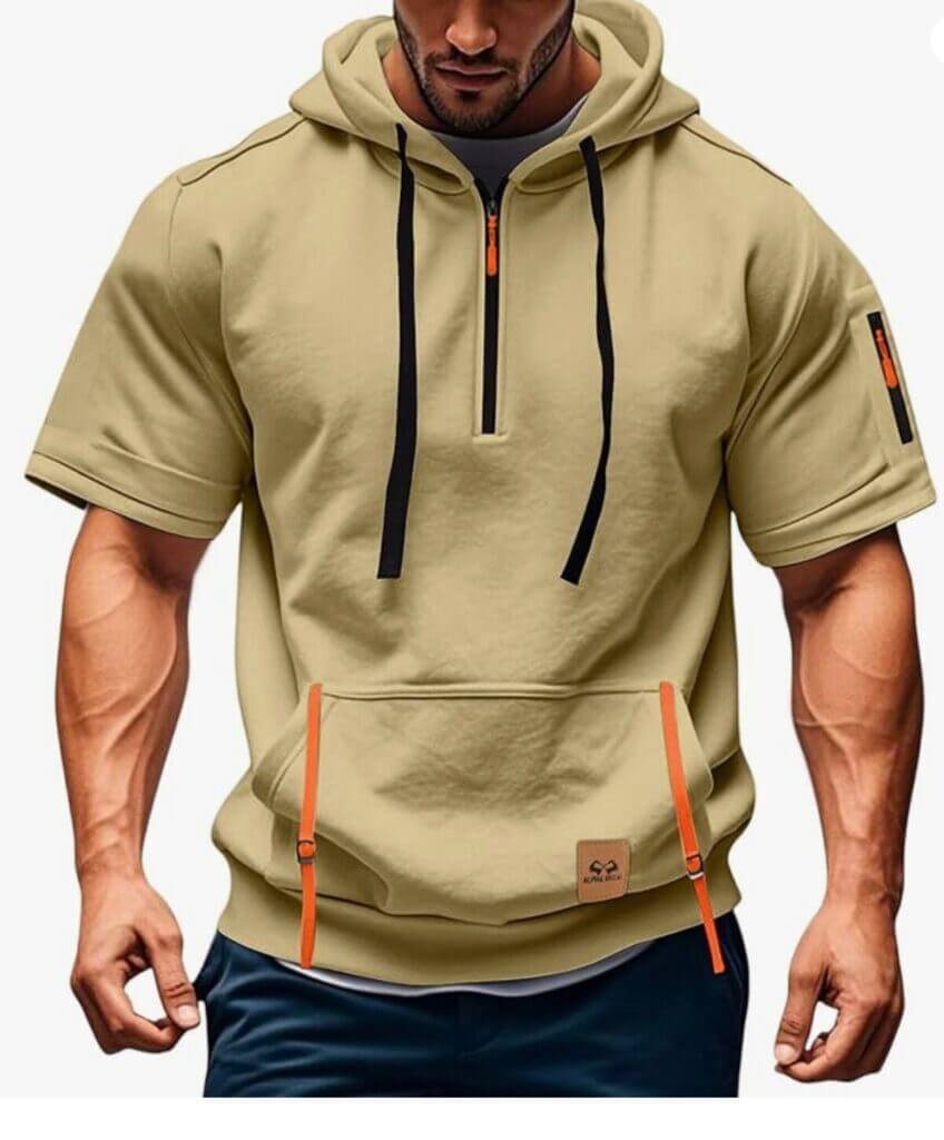 Kurzarm Hoodie für Herren – 50% Rabatt