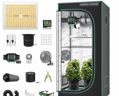 MARS HYDRO TS1000 Set: LED-Wachstumslampe und Zuchtzelt für höchste Effizienz. Ideal für Heimgärtner, spart 50% Energie.