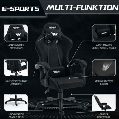 MUWO „MystiX“ E-Sports Gamingstuhl mit Multi-Funktion
