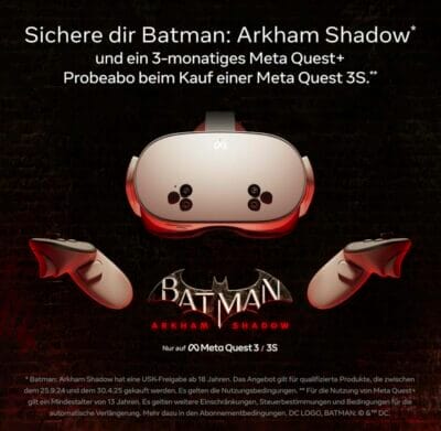 Erlebe Gaming neu mit Meta Quest 3S: All-in-One VR, inklusive Spiele und Probeabo.