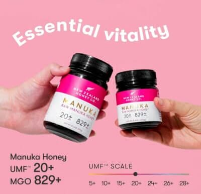 Genießen Sie puren Manuka Honig MGO 829+ aus Neuseeland, perfekt für Gesundheit und Hautpflege.